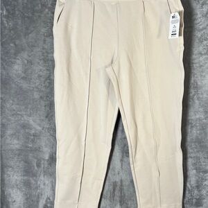 Beige Pull-On Ponte Pants